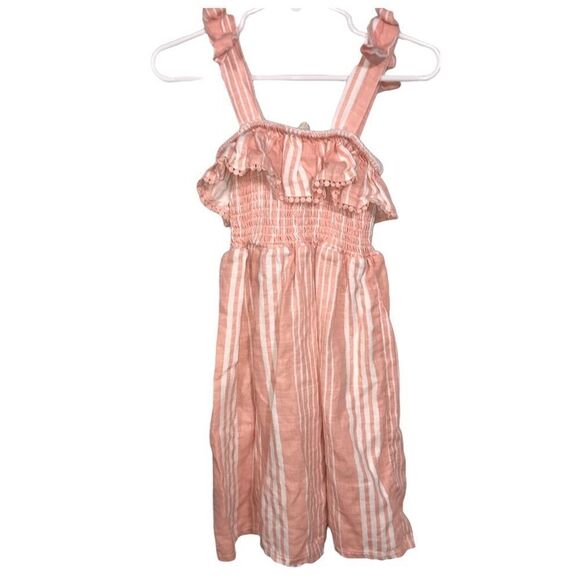 Jessica Simpson Kid's Coral Pink Striped Dress - Picture 1 of 12